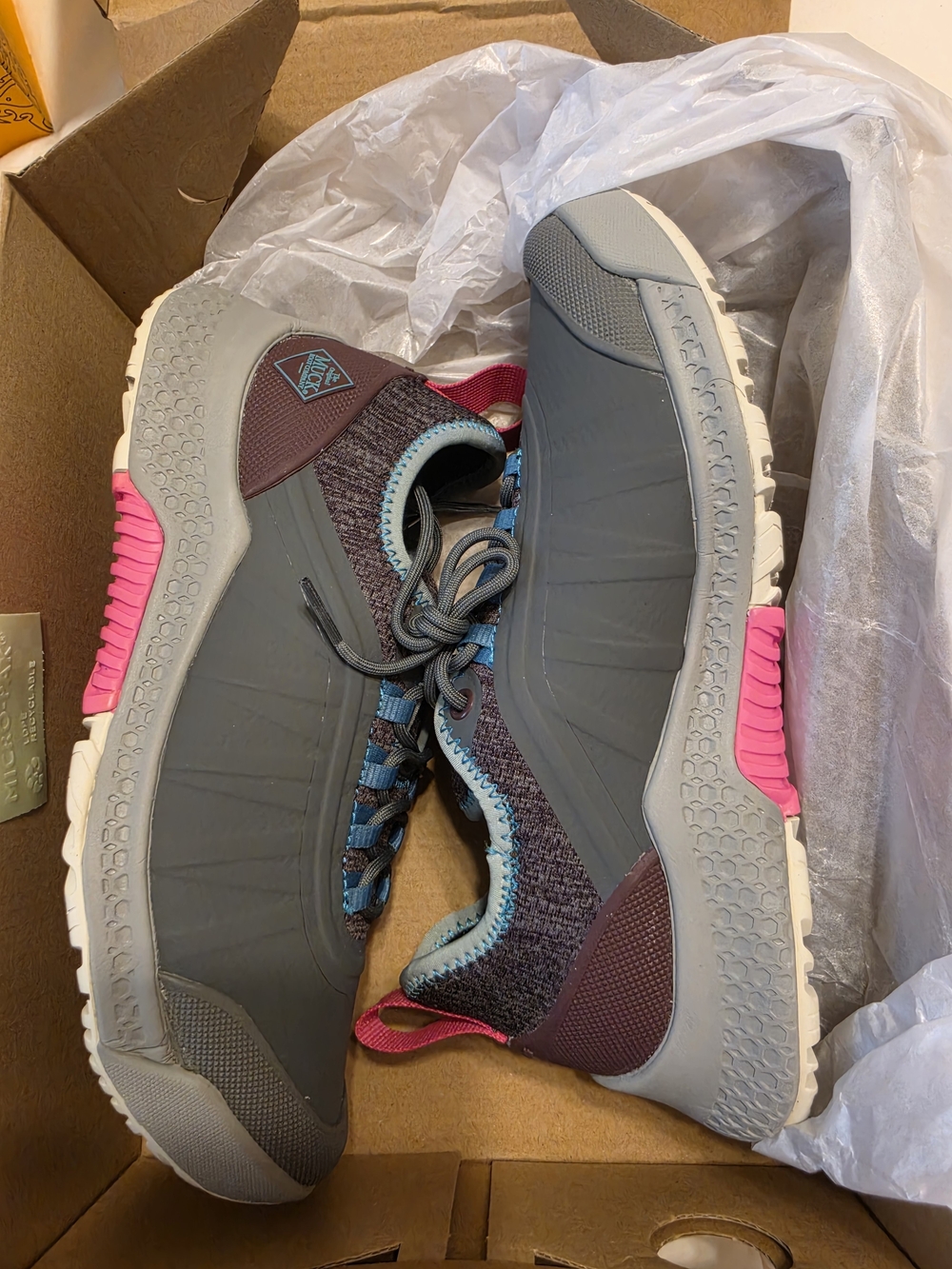 Women’s Grey and Pink Waterproof Trail Sneakers
